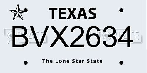 BVX2634 Texas License Plate