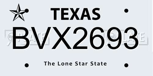 BVX2693 Texas License Plate