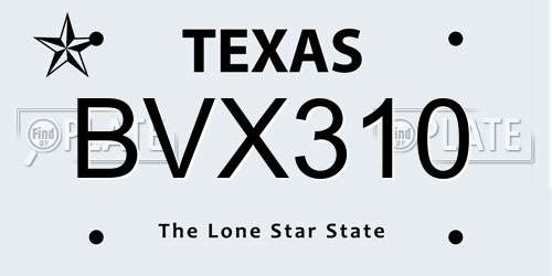 BVX310 Texas License Plate