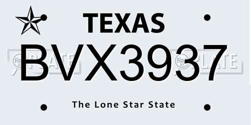 BVX3937 Texas License Plate
