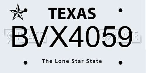 BVX4059 Texas License Plate