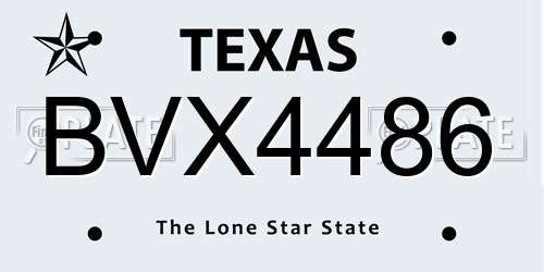 BVX4486 Texas License Plate