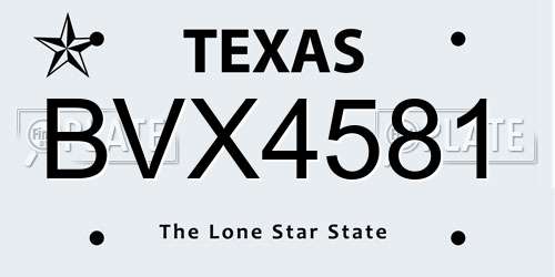 BVX4581 Texas License Plate