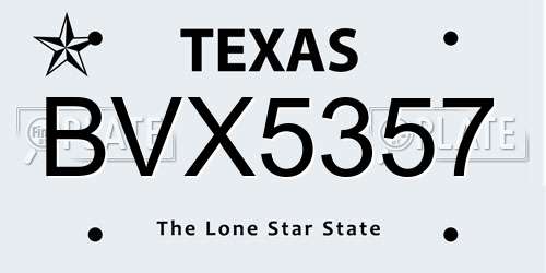 BVX5357 Texas License Plate