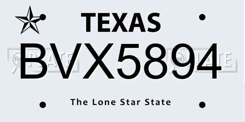 BVX5894 Texas License Plate