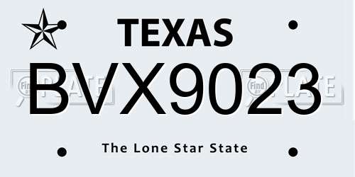 BVX9023 Texas License Plate