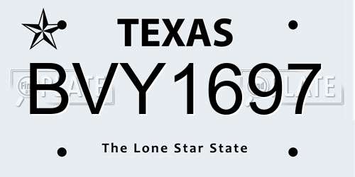 BVY1697 Texas License Plate