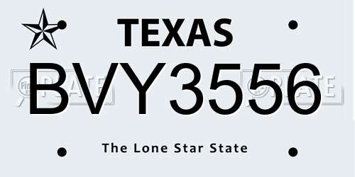 BVY3556 Texas License Plate