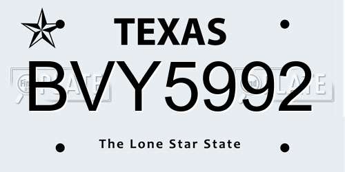 BVY5992 Texas License Plate