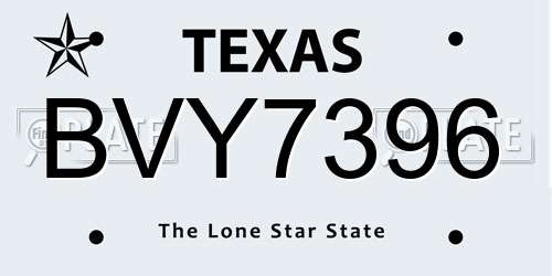 BVY7396 Texas License Plate