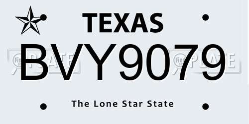 BVY9079 Texas License Plate