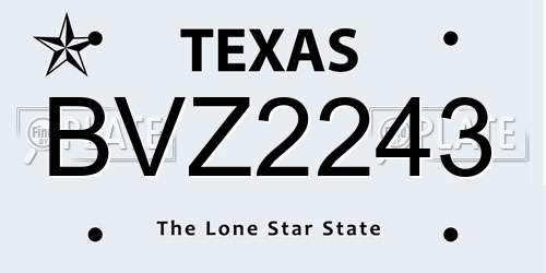 BVZ2243 Texas License Plate