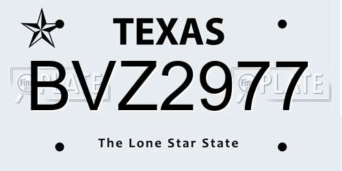 BVZ2977 Texas License Plate