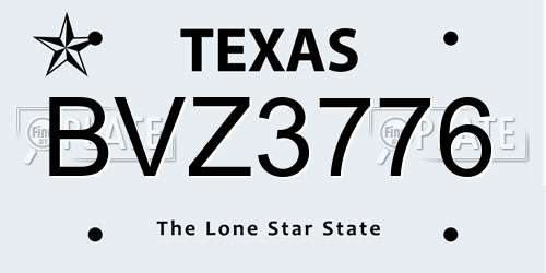 BVZ3776 Texas License Plate