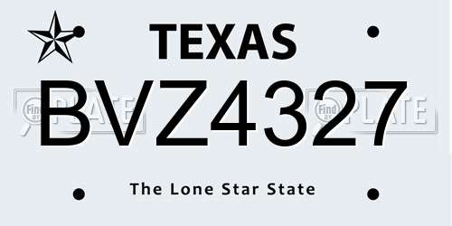 BVZ4327 Texas License Plate