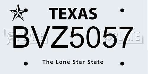 BVZ5057 Texas License Plate