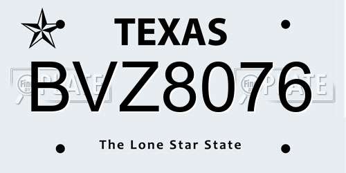 BVZ8076 Texas License Plate