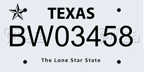 BW03458 Texas License Plate