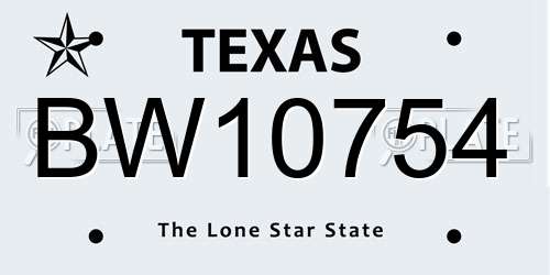 BW10754 Texas License Plate