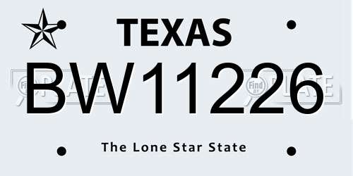 BW11226 Texas License Plate