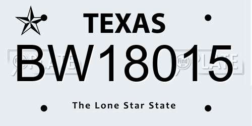 BW18015 Texas License Plate