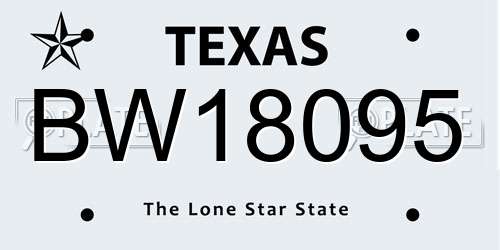 BW18095 Texas License Plate