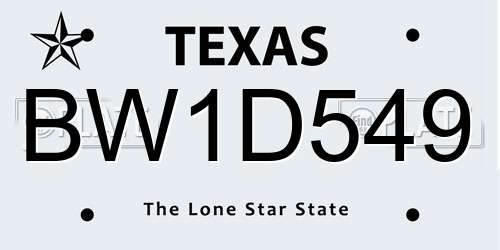BW1D549 Texas License Plate