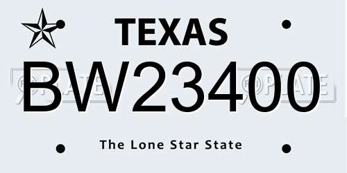 BW23400 Texas License Plate