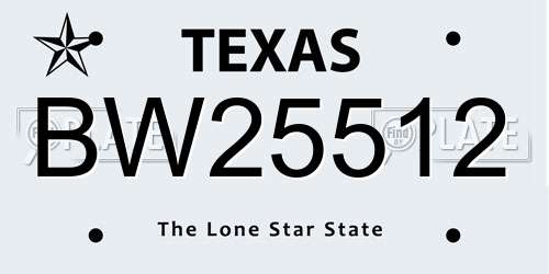 BW25512 Texas License Plate