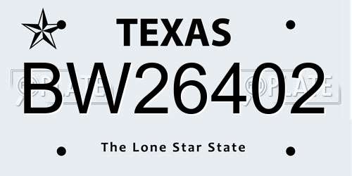 BW26402 Texas License Plate