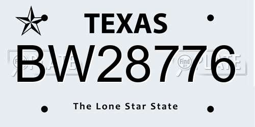 BW28776 Texas License Plate
