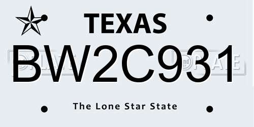 BW2C931 Texas License Plate