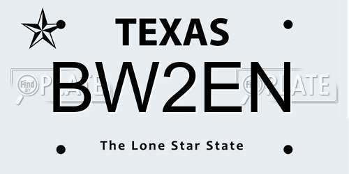 BW2EN Texas License Plate