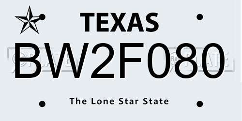 BW2F080 Texas License Plate