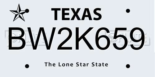 BW2K659 Texas License Plate