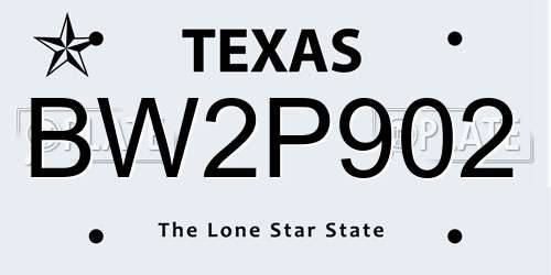 BW2P902 Texas License Plate