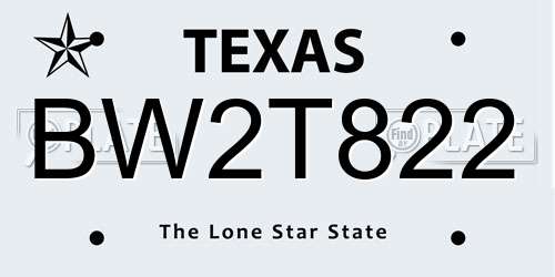 BW2T822 Texas License Plate