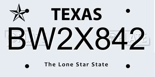 BW2X842 Texas License Plate