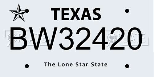 BW32420 Texas License Plate