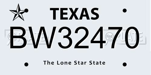 BW32470 Texas License Plate