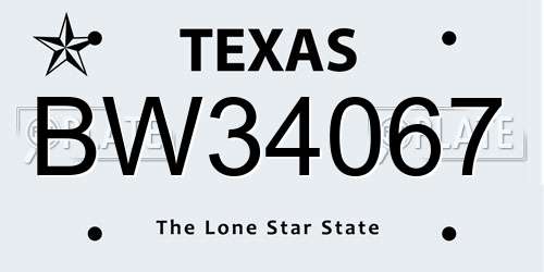 BW34067 Texas License Plate