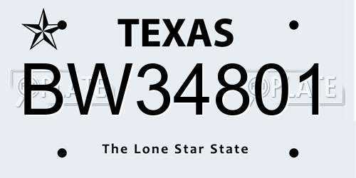 BW34801 Texas License Plate