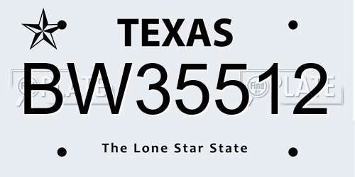 BW35512 Texas License Plate