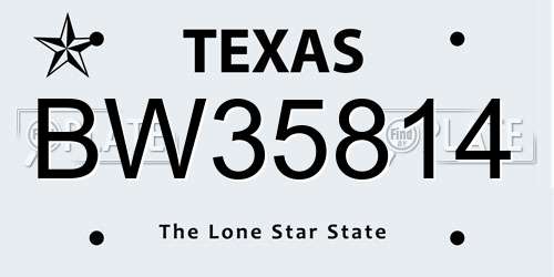 BW35814 Texas License Plate