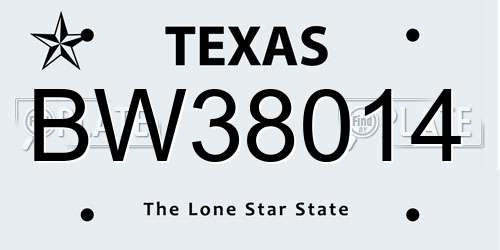 BW38014 Texas License Plate