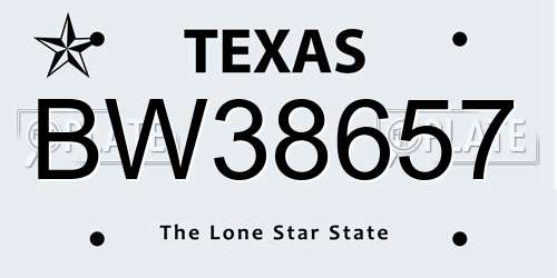 BW38657 Texas License Plate