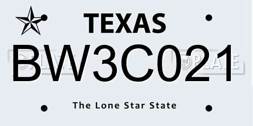 BW3C021 Texas License Plate