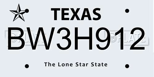 BW3H912 Texas License Plate