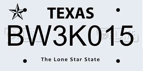 BW3K015 Texas License Plate