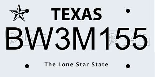 BW3M155 Texas License Plate